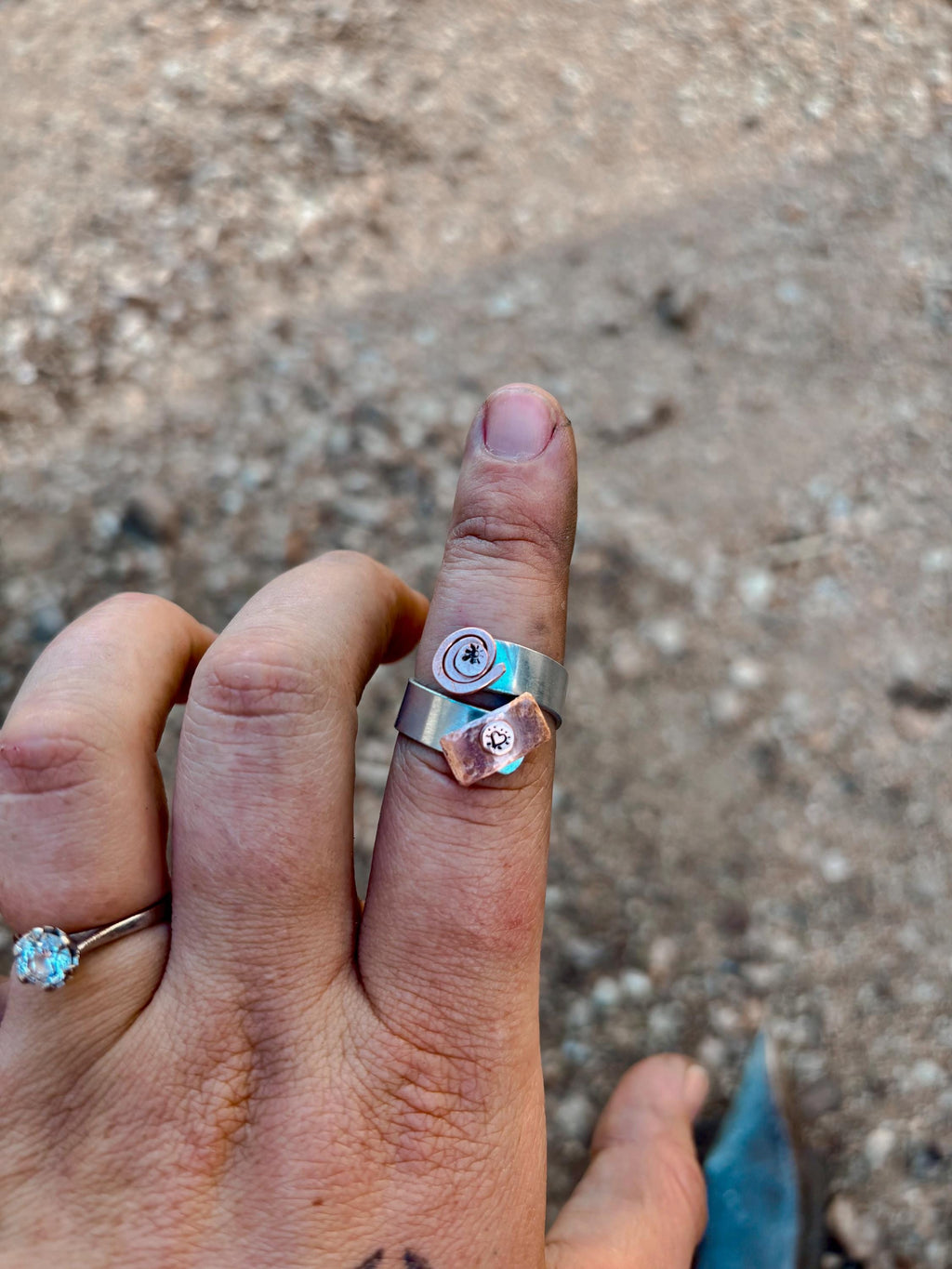 Silver + Copper Swirl Ring