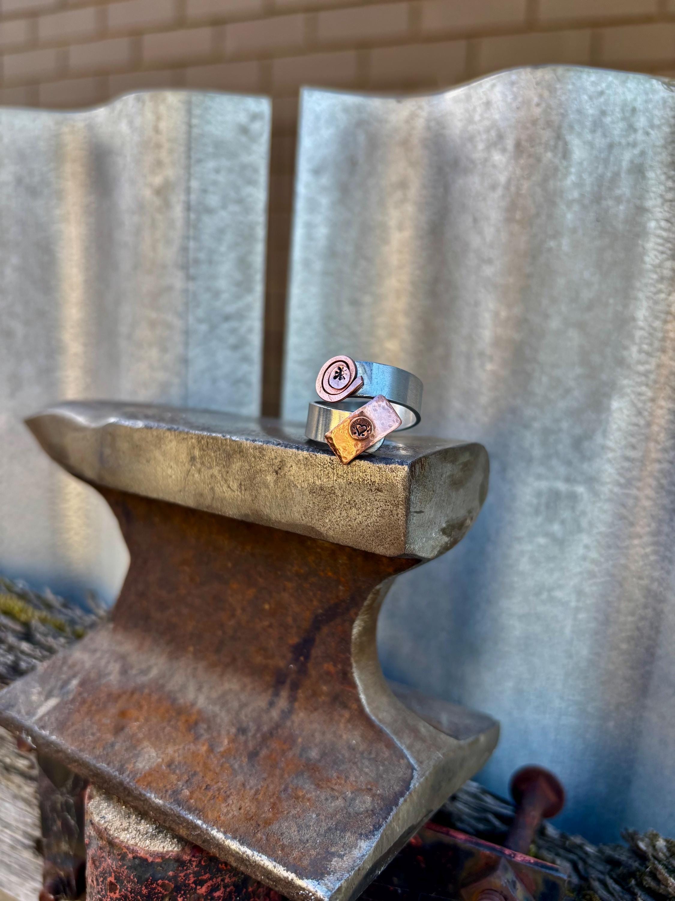 Silver + Copper Swirl Ring