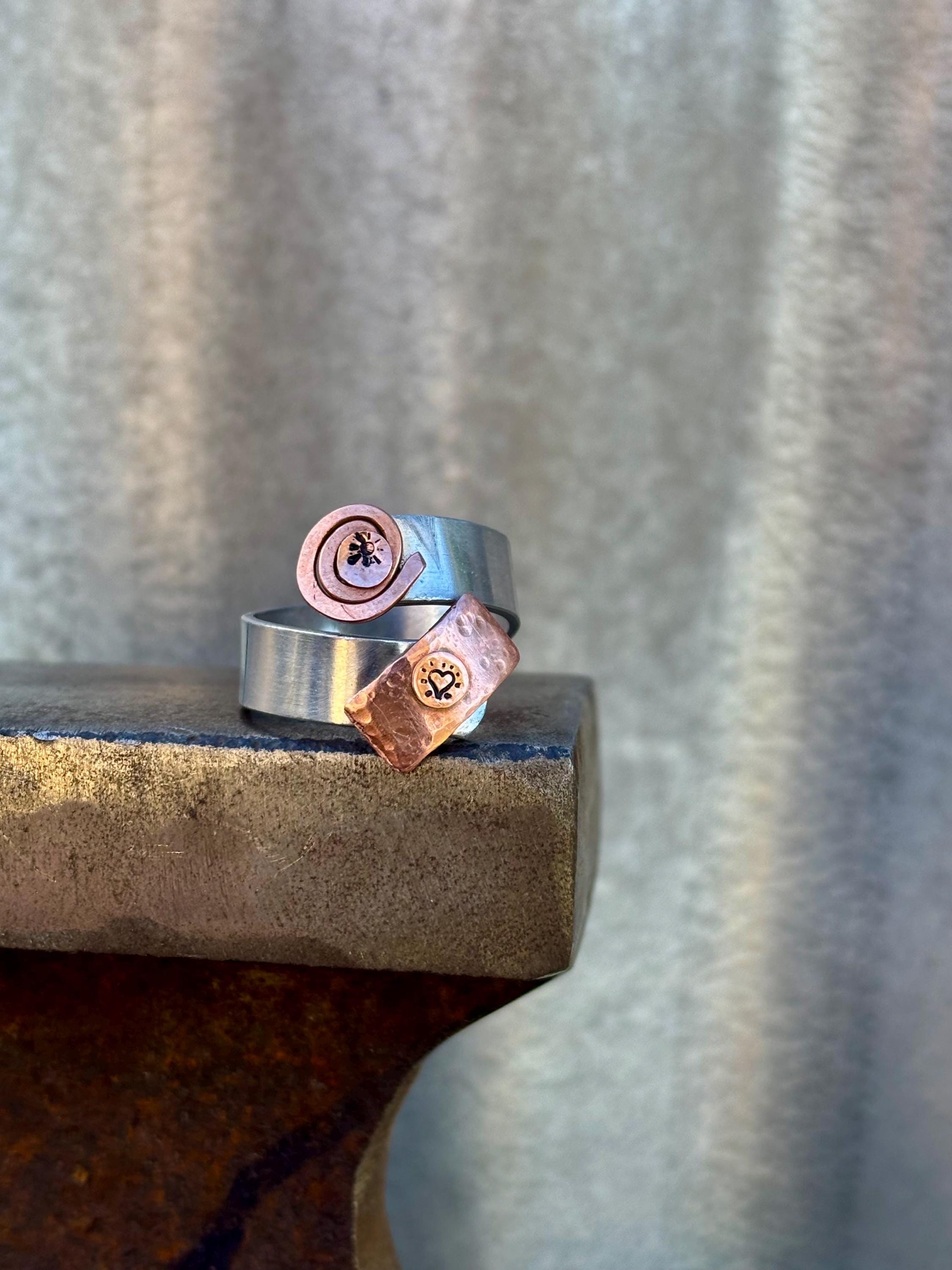 Silver + Copper Swirl Ring