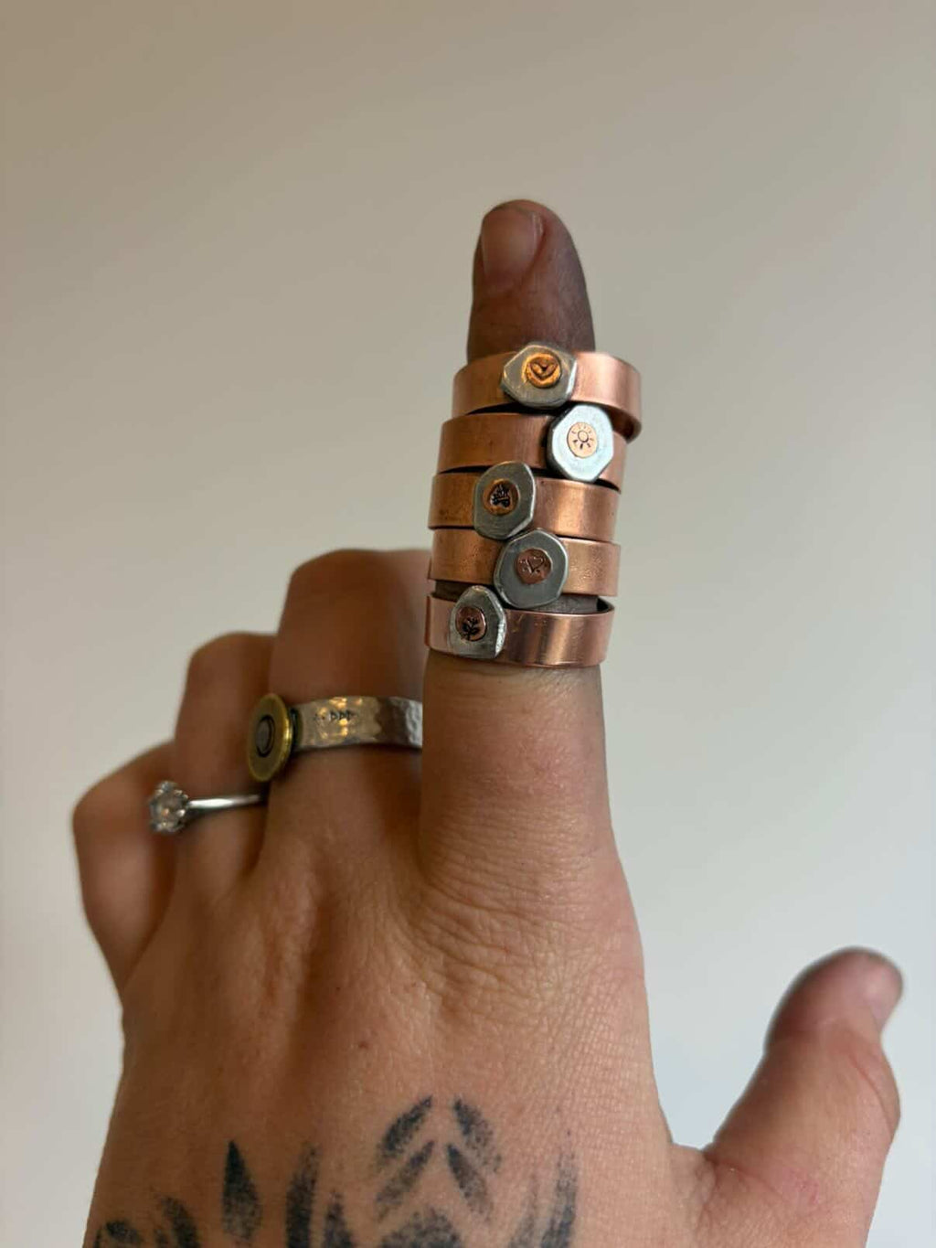 Copper & Silver Stamp Ring