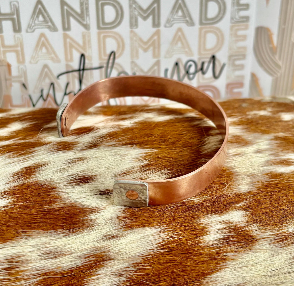 Copper Bracelet with Riveted Silver Plate