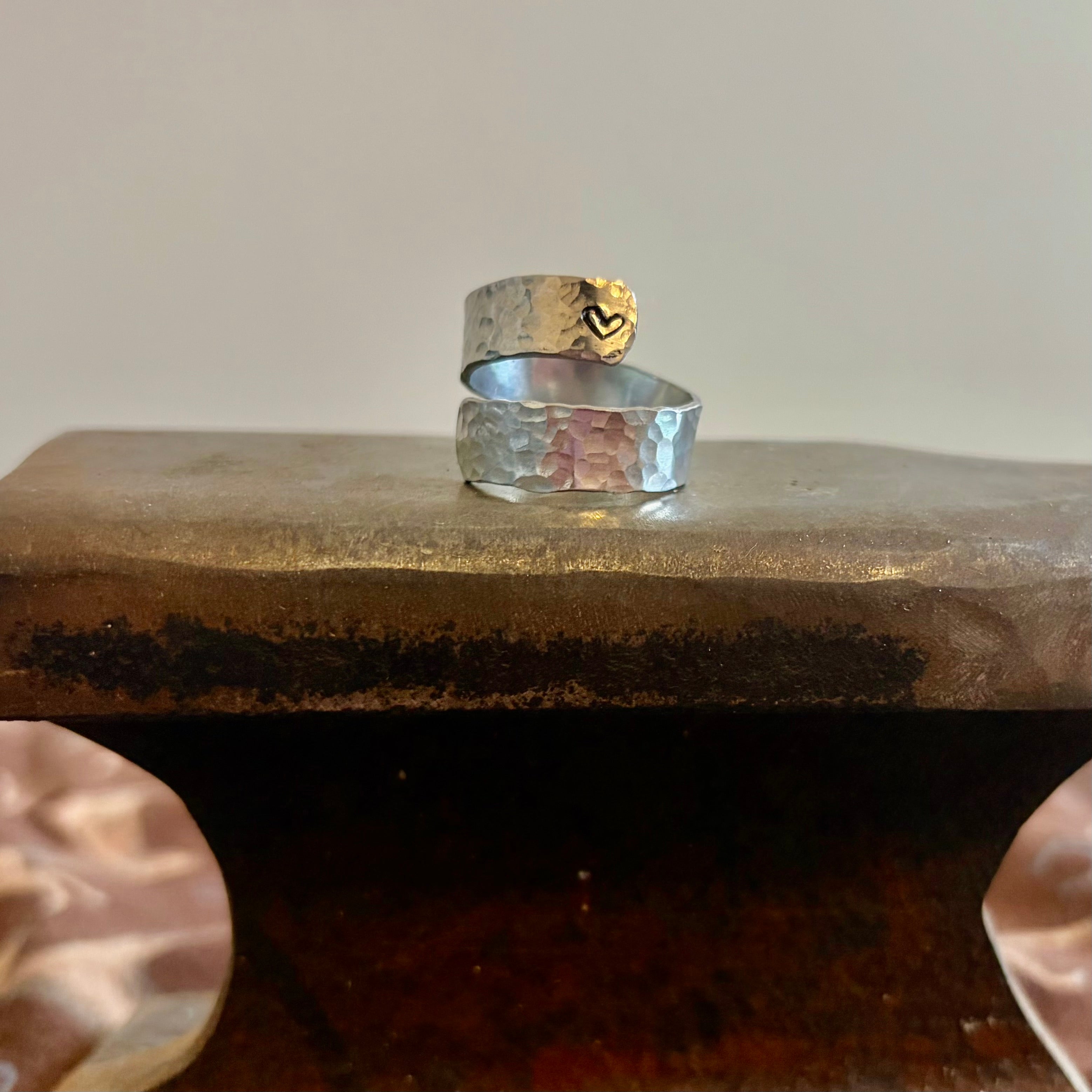 Peined Wrap Ring with Heart