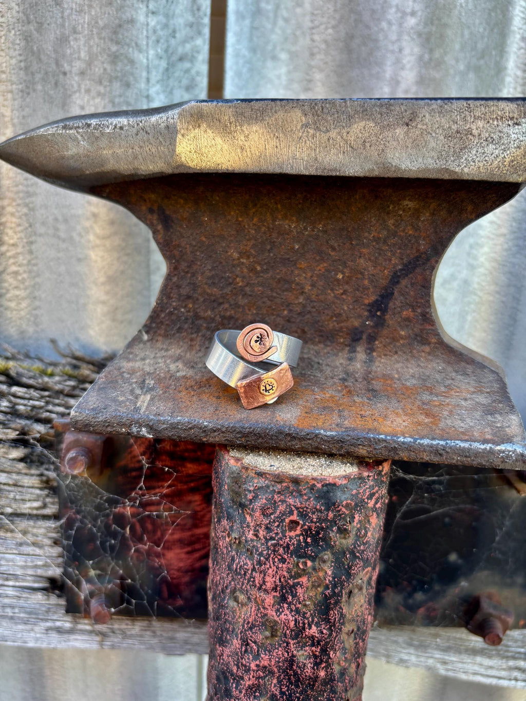 Silver + Copper Swirl Ring